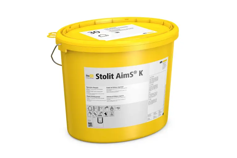 Produktbild, gelber Eimer mit dem Oberputz Stolit AimS®