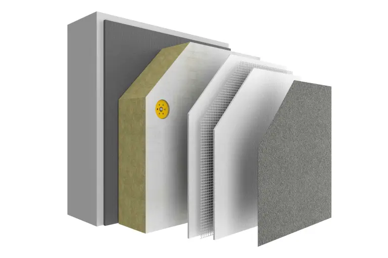 A StoTherm Classic® S1 hőszigetelő rendszer felépítése – a ragasztótól a szigetelésen át a záróbevonatig