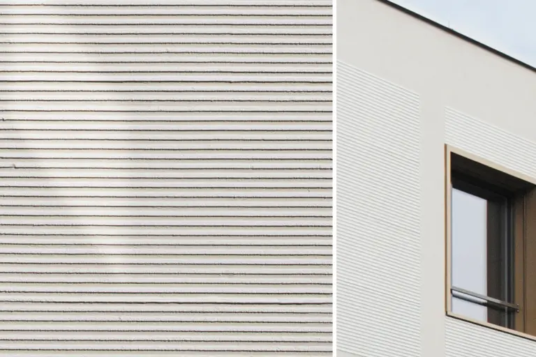 StoSignature felület, homlokzati vakolat részletfelvétel, durva vakolatstruktúra